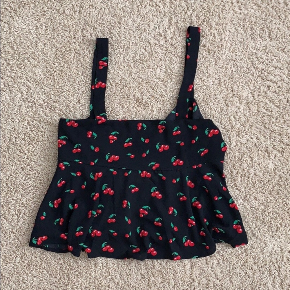 Cherry tie back blouse